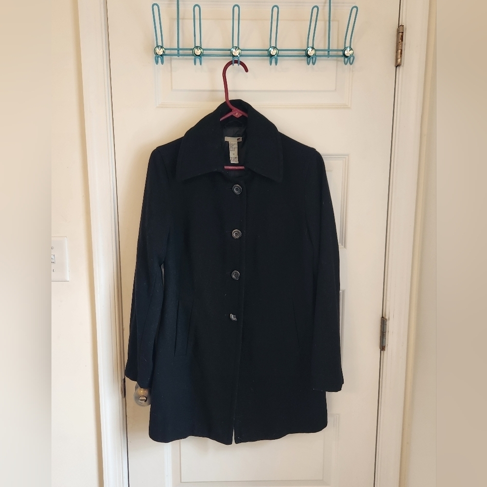 G Star Womens Black‎ Pea Coat Buttons Size M READ #M599